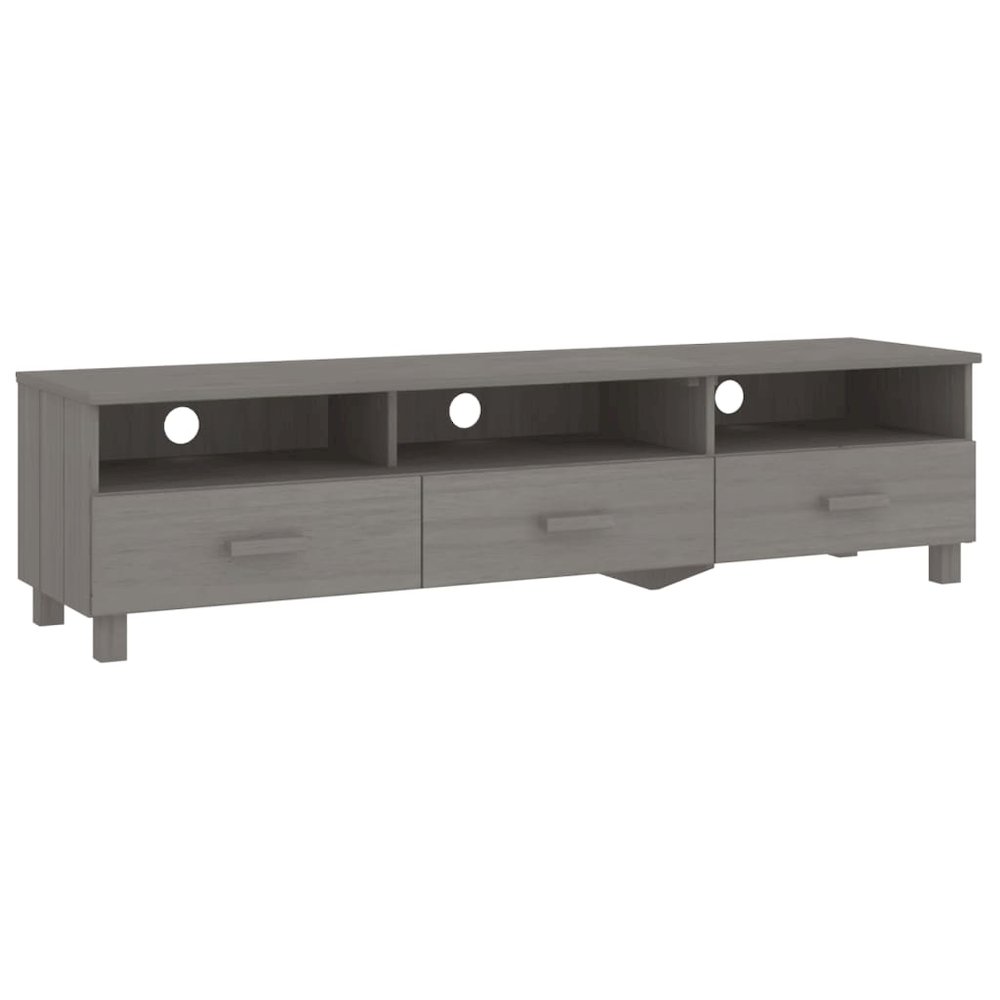 TV Cabinet Light Grey Solid Pinewood, MDF Medium TV Cabinet. Picture 2