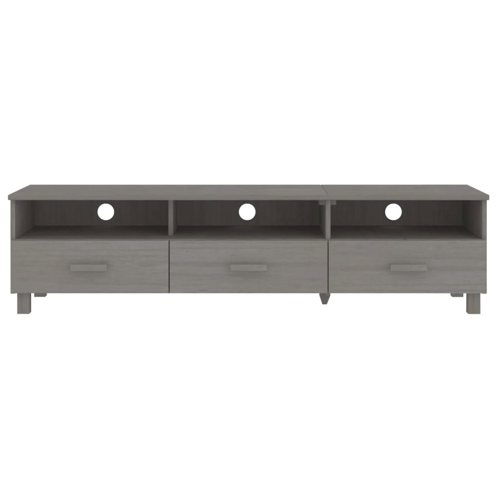 TV Cabinet Light Grey Solid Pinewood, MDF Medium TV Cabinet. Picture 3