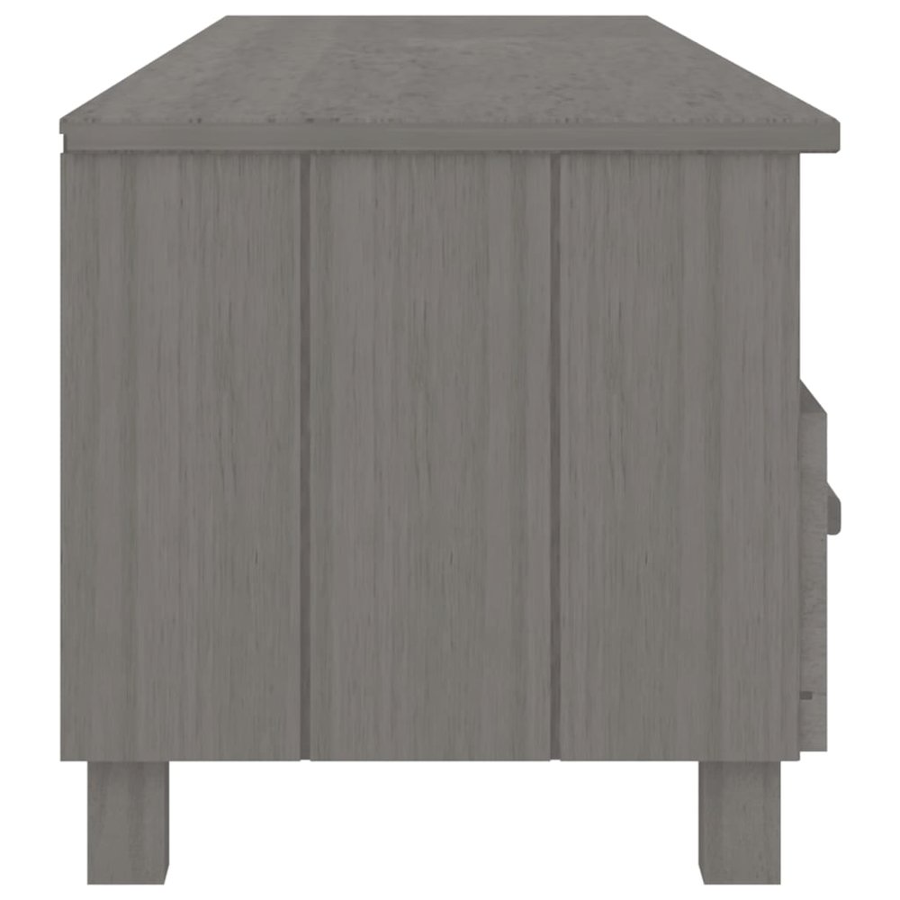 TV Cabinet Light Grey Solid Pinewood, MDF Medium TV Cabinet. Picture 4