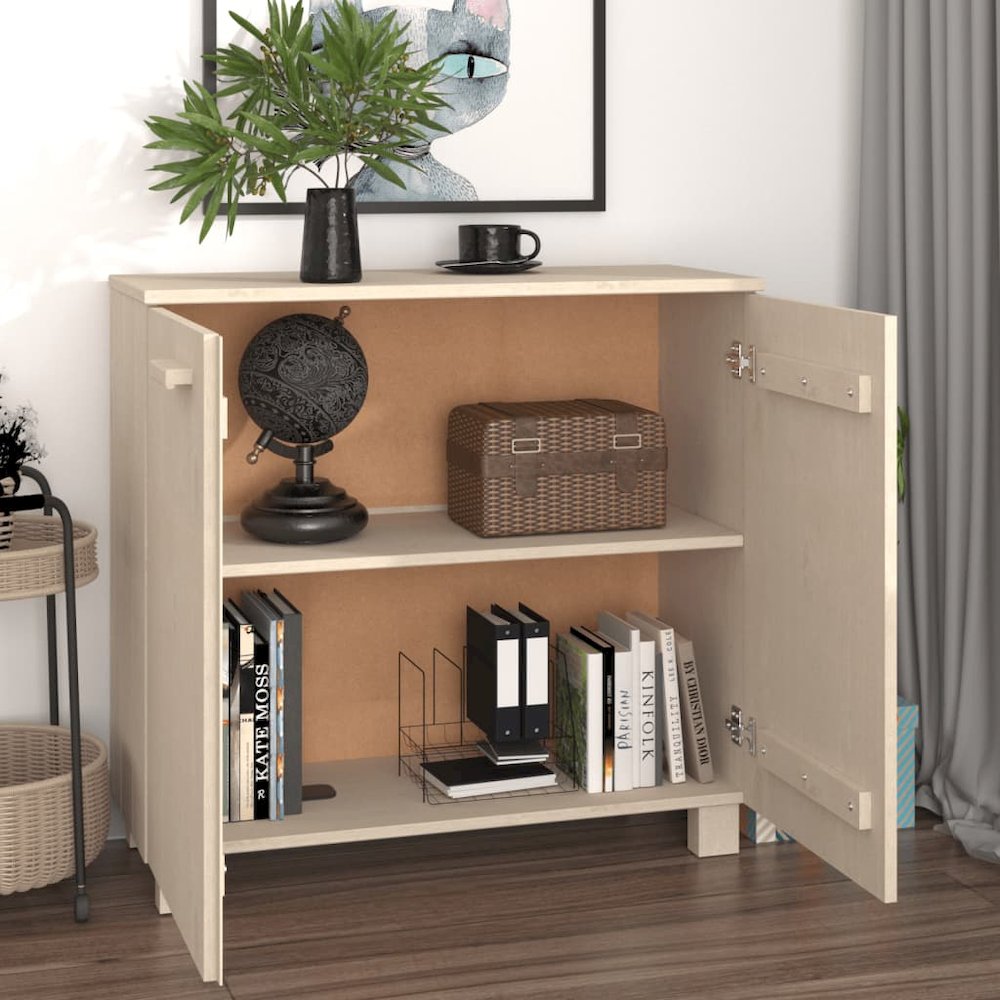 Sideboard Honey Brown Solid Pine Wood, MDF Medium Sideboard. Picture 7