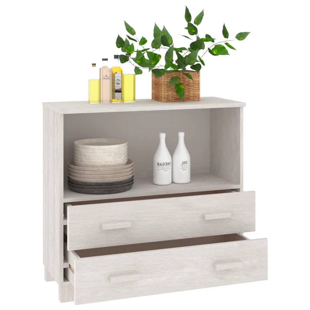 Sideboard White Solid pinewood Compact White Sideboard. Picture 4