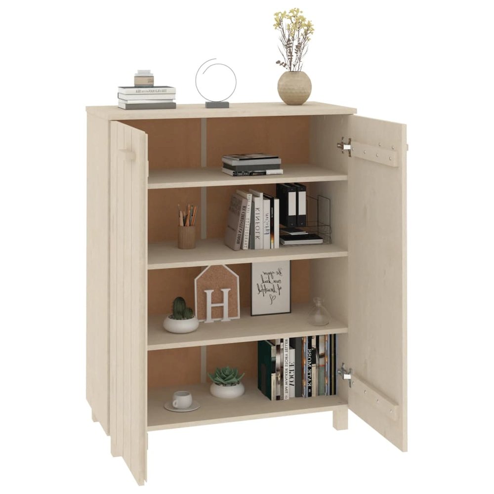 Shoe Cabinet Honey brown Solid pine wood, MDF 33.5x15.7x42.5 in. Picture 6