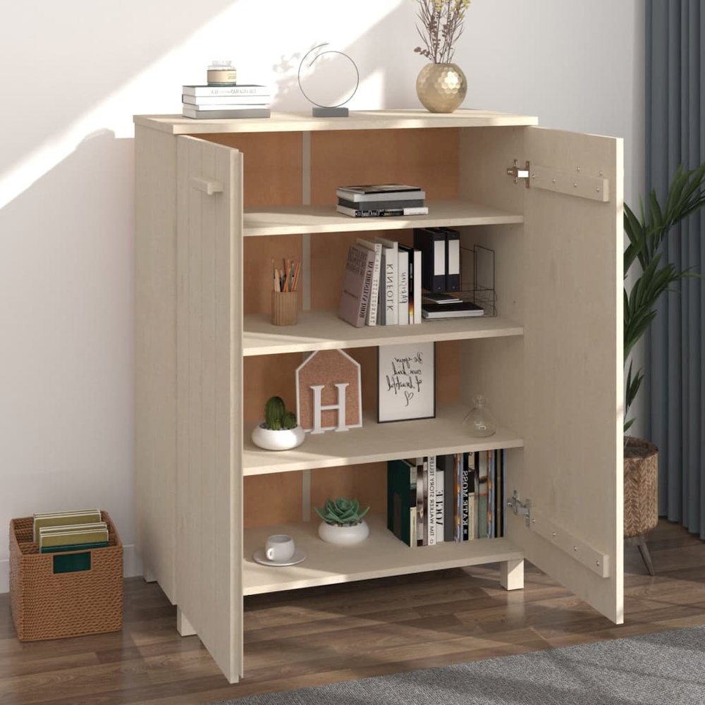 Shoe Cabinet Honey brown Solid pine wood, MDF 33.5x15.7x42.5 in. Picture 7