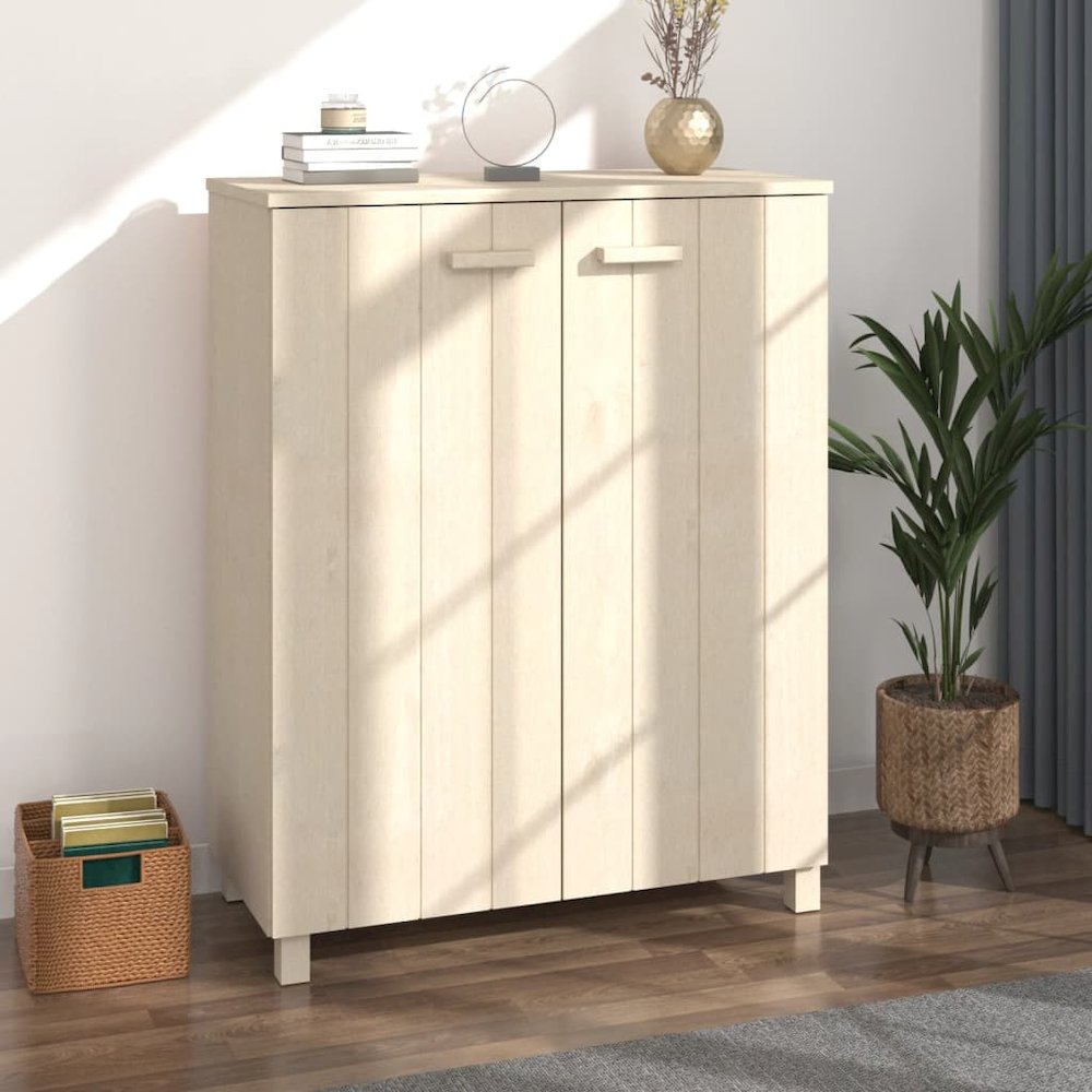 Shoe Cabinet Honey brown Solid pine wood, MDF 33.5x15.7x42.5 in. Picture 1