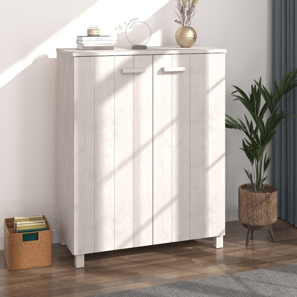Shoe Cabinet White Solid Pine Wood, MDF Medium Shoe Cabinet. Picture 1