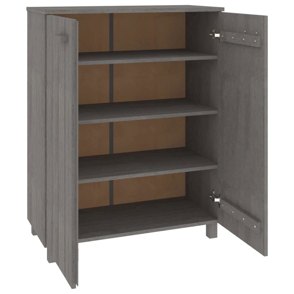 Shoe Cabinet HAMAR Light Gray 33.5"x15.7"x42.5" Solid Wood Pine. Picture 5