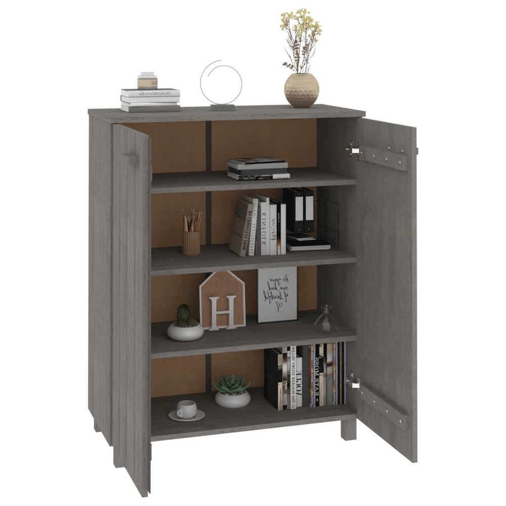 Shoe Cabinet HAMAR Light Gray 33.5"x15.7"x42.5" Solid Wood Pine. Picture 6