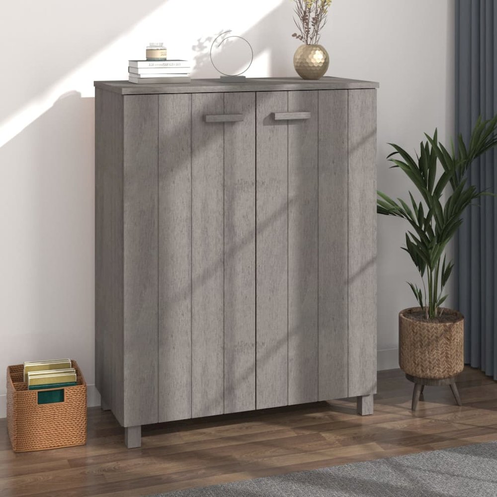 Shoe Cabinet HAMAR Light Gray 33.5"x15.7"x42.5" Solid Wood Pine. Picture 1