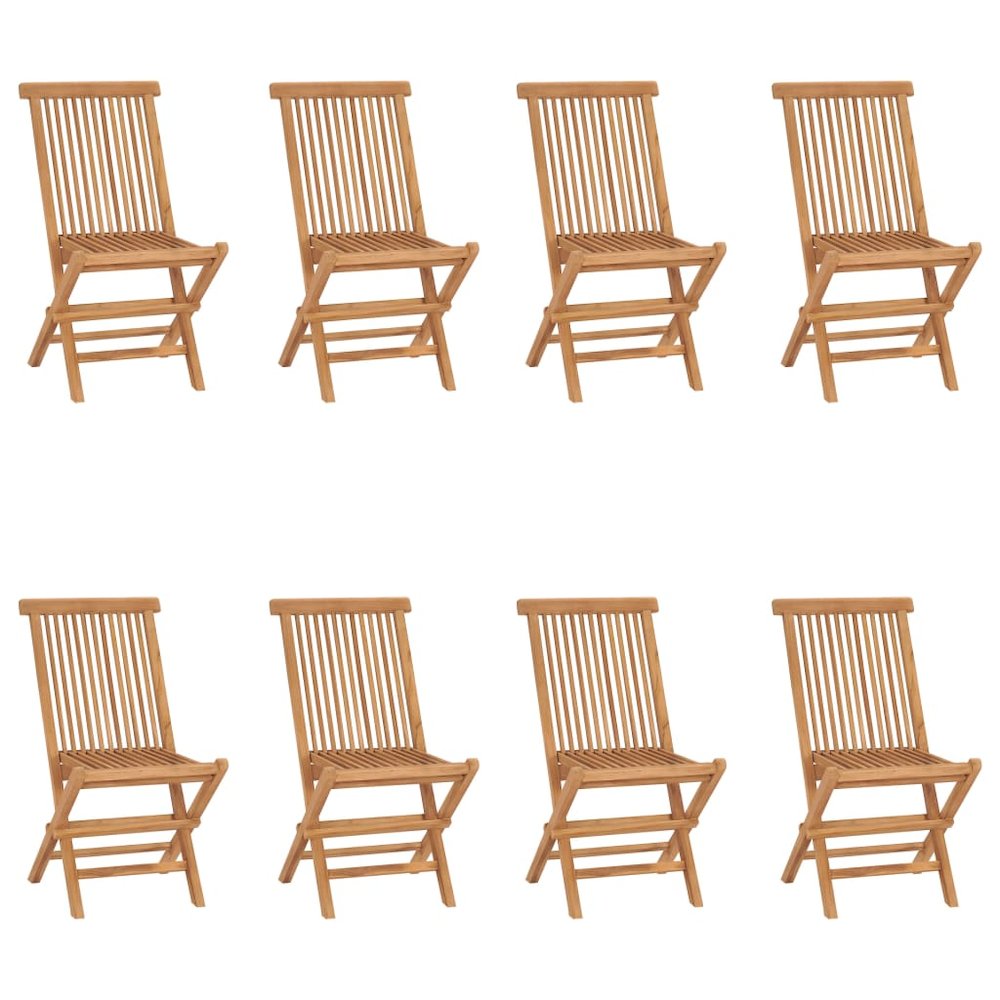 Garden Chair Set of 8 Teak Solid Teak Wood Standard Foldable. Picture 1