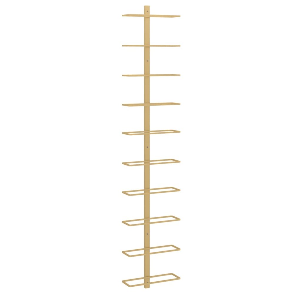 Wall-mounted Wine Rack for 10 Bottles Gold Metal. Picture 2