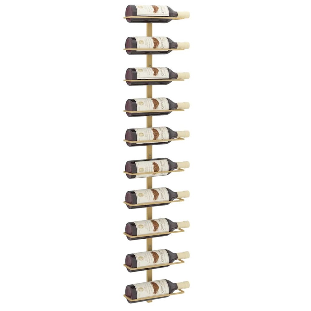 Wall-mounted Wine Rack for 10 Bottles Gold Metal. Picture 3