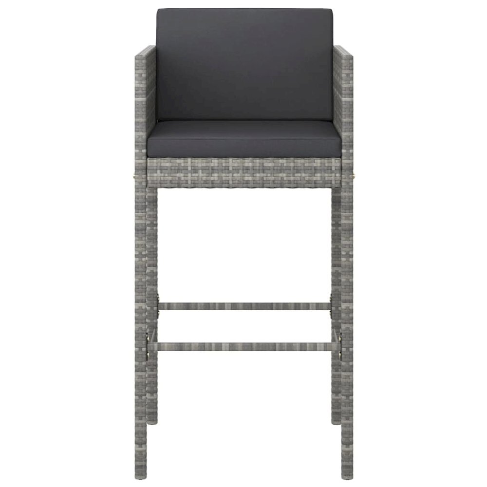 Garden Bar Set Gray, Dark Gray PE rattan, steel Medium Footrest. Picture 4