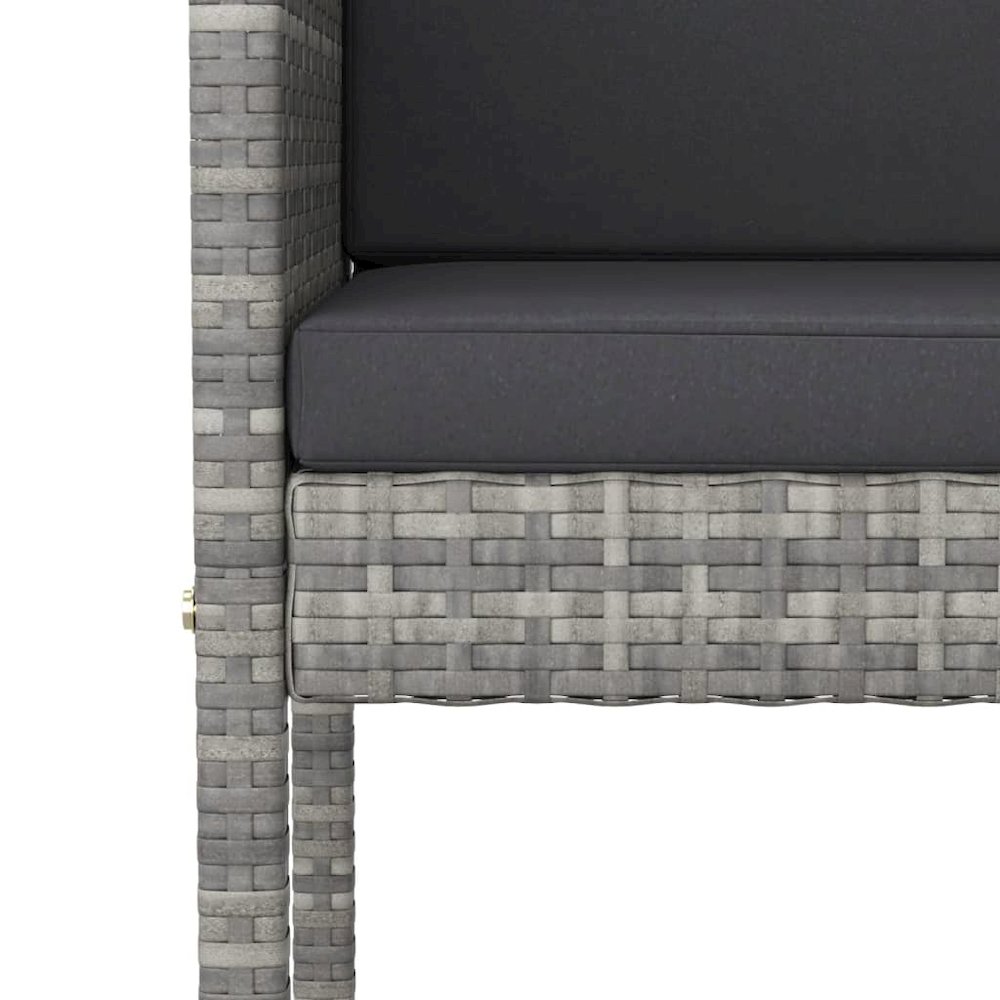 Garden Bar Set Gray, Dark Gray PE rattan, steel Medium Footrest. Picture 5