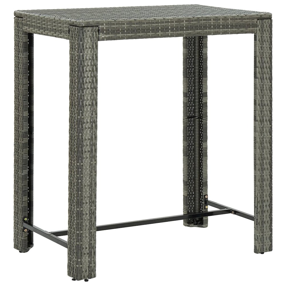 Garden Bar Set Gray, Dark Gray PE rattan, steel Medium Footrest. Picture 6