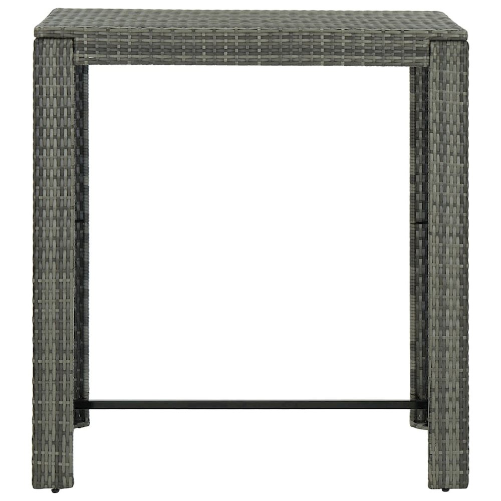 Garden Bar Set Gray, Dark Gray PE rattan, steel Medium Footrest. Picture 7