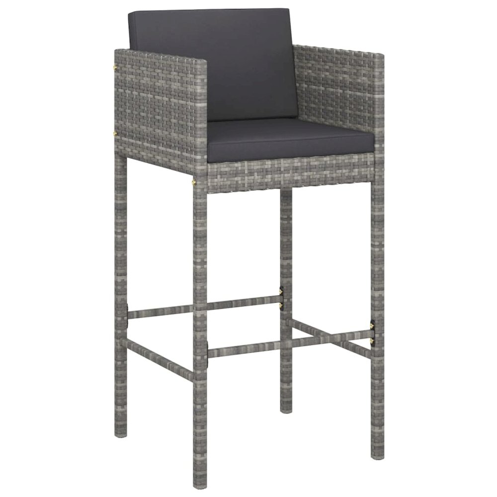 Garden Bar Set Grey PE rattan, steel, tempered glass Medium. Picture 3