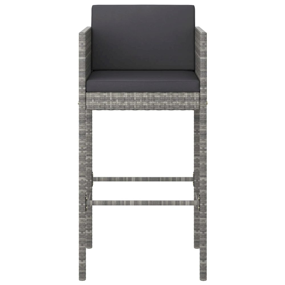 Garden Bar Set Grey PE rattan, steel, tempered glass Medium. Picture 4
