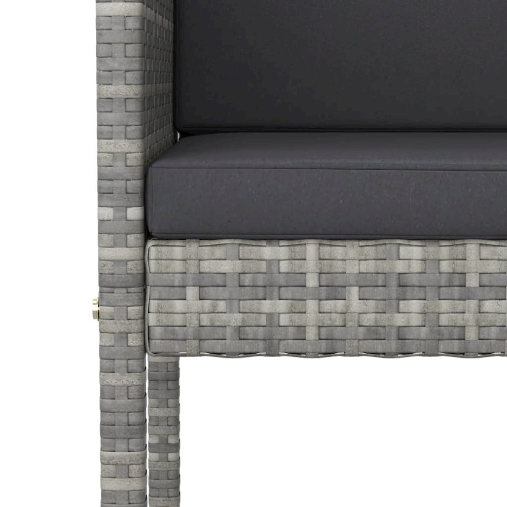 Garden Bar Set Grey PE rattan, steel, tempered glass Medium. Picture 5