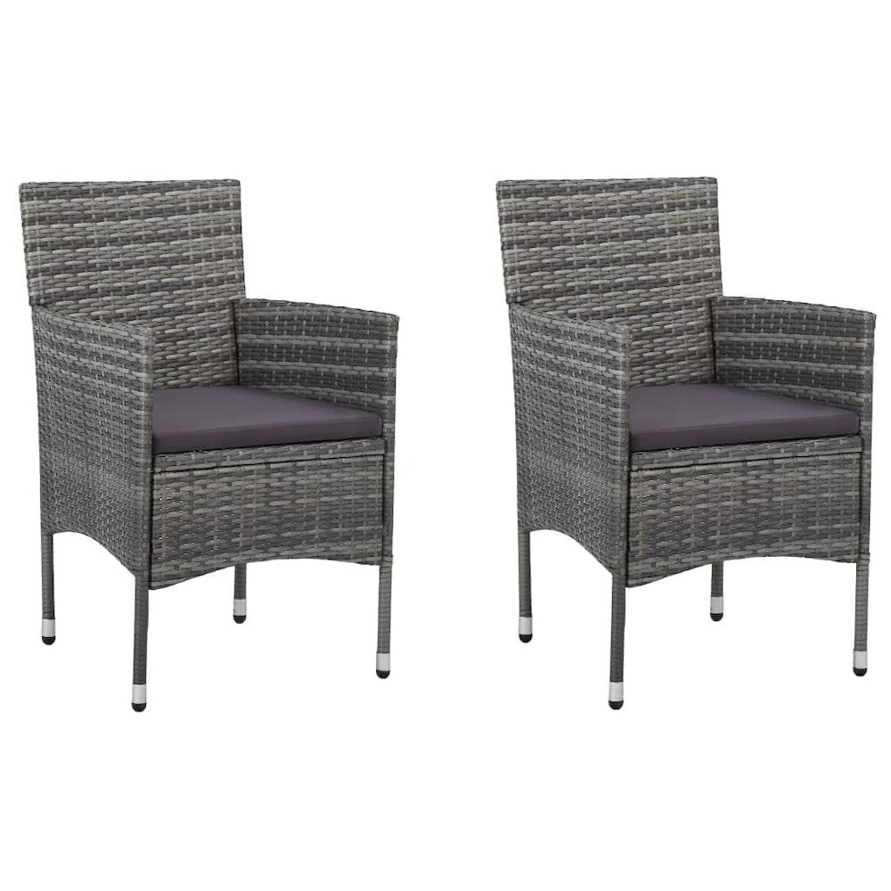 Dining Set Grey PE rattan, Glass, Aluminum, Steel, Polyester Medium. Picture 3