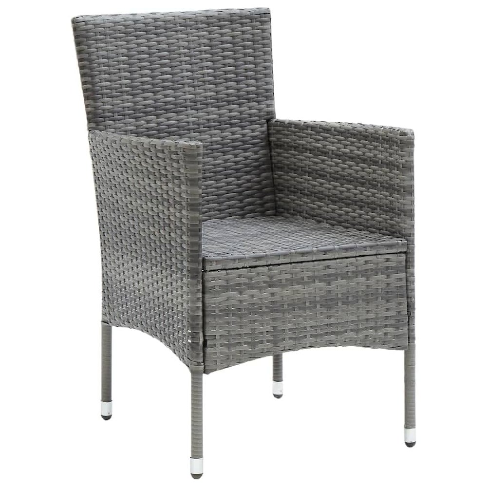 Dining Set Grey PE rattan, Glass, Aluminum, Steel, Polyester Medium. Picture 5