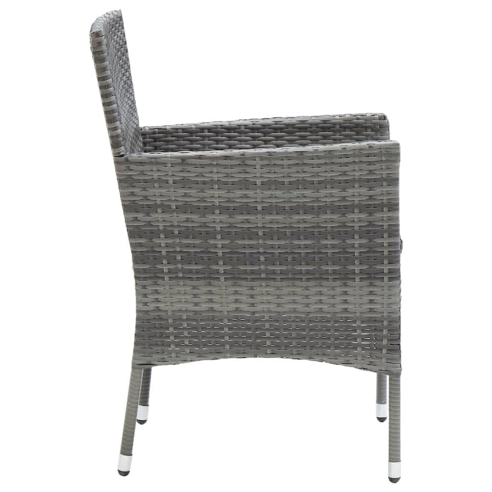 Dining Set Grey PE rattan, Glass, Aluminum, Steel, Polyester Medium. Picture 6