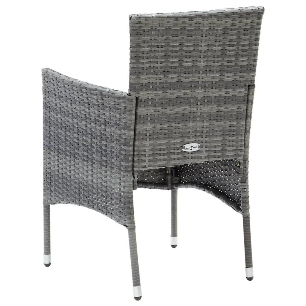 Dining Set Grey PE rattan, Glass, Aluminum, Steel, Polyester Medium. Picture 7
