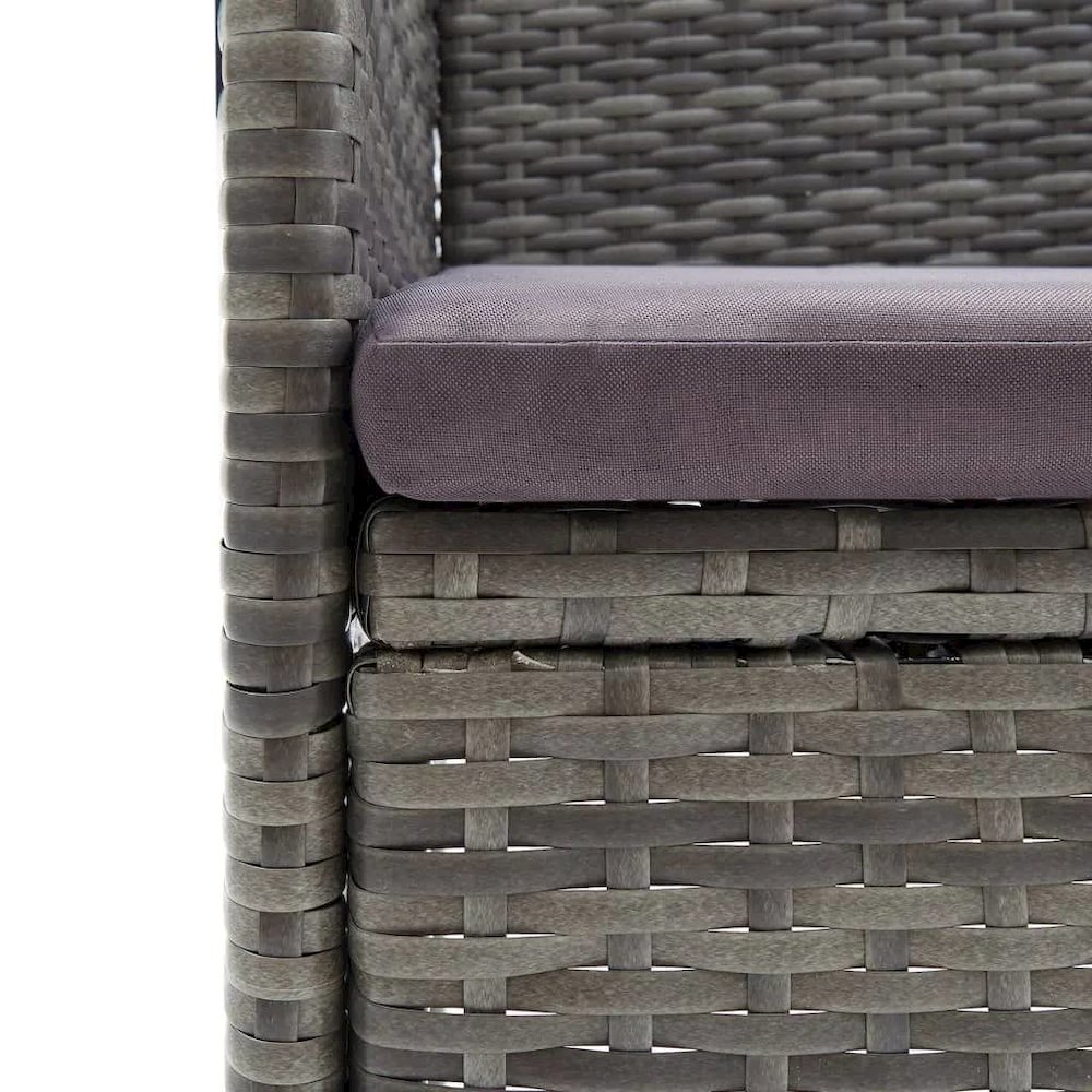 Dining Set Grey PE rattan, Glass, Aluminum, Steel, Polyester Medium. Picture 10