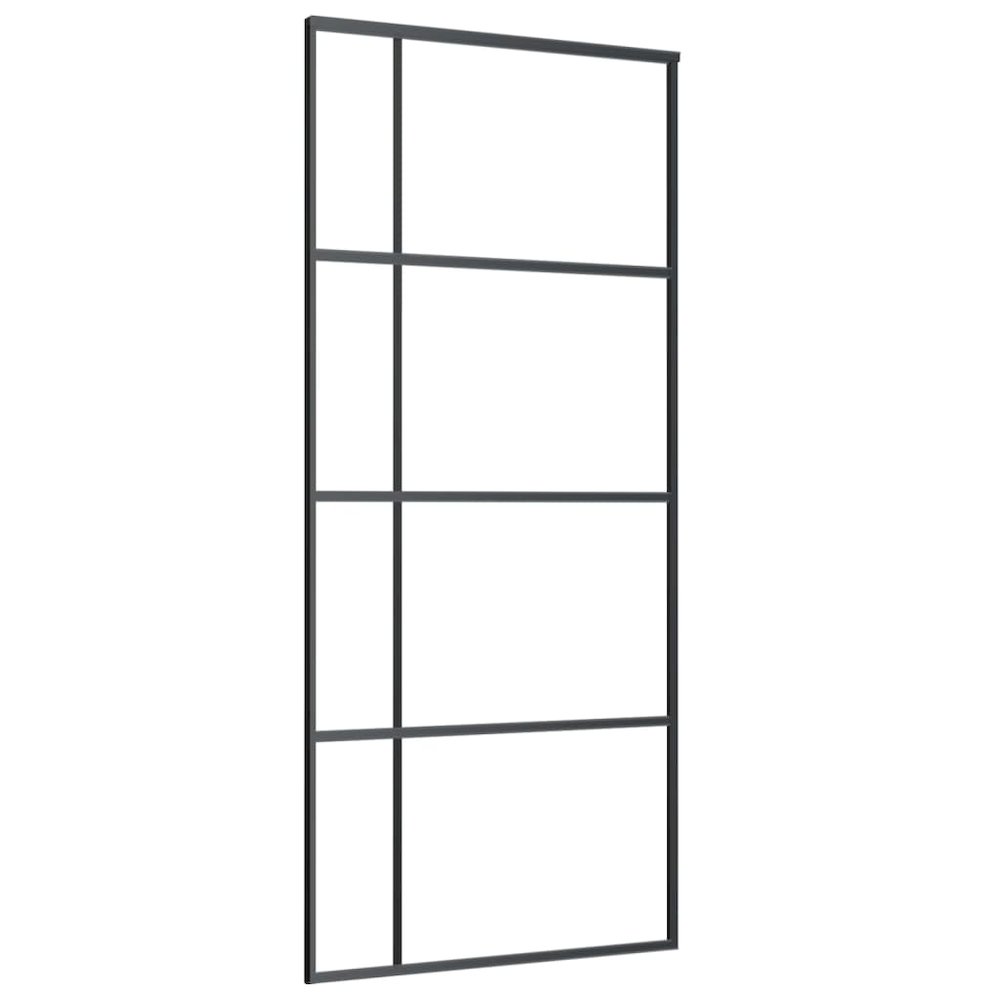 Sliding Door Frosted ESG Glass and Aluminum 35.4"x80.7" Black. Picture 2