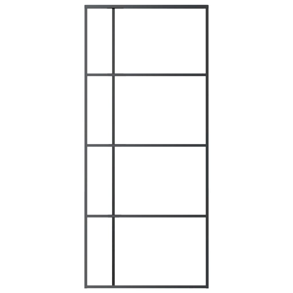 Sliding Door Frosted ESG Glass and Aluminum 35.4"x80.7" Black. Picture 3