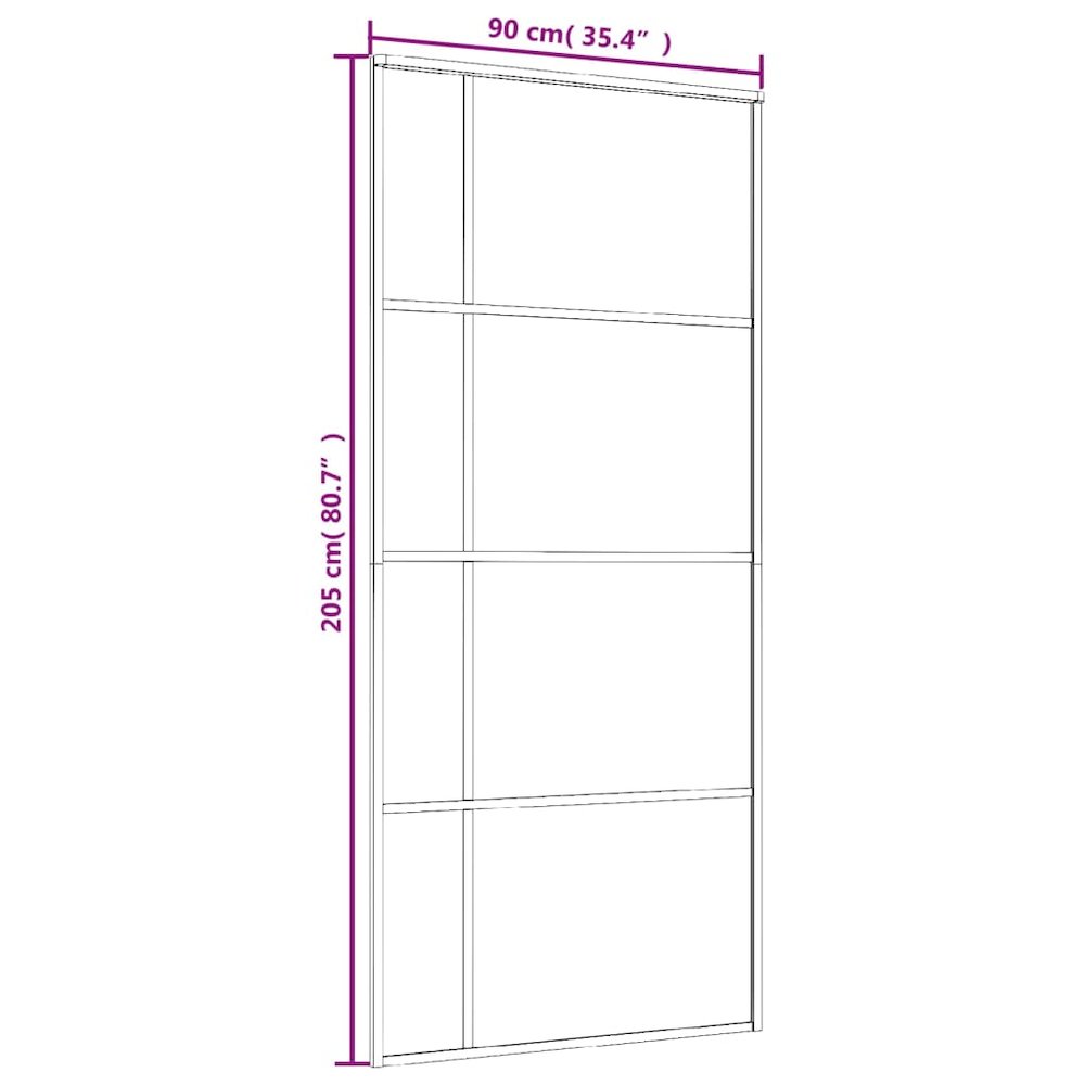 Sliding Door Frosted ESG Glass and Aluminum 35.4"x80.7" Black. Picture 6