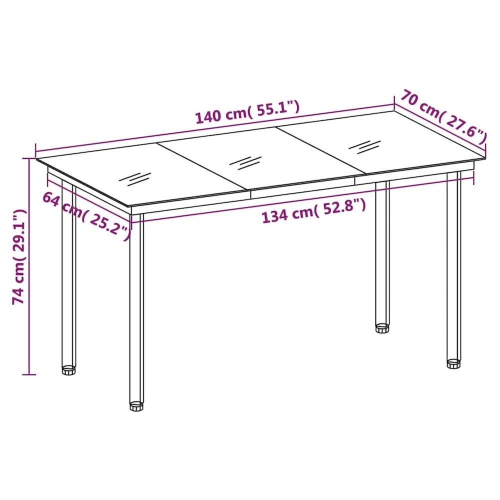 Garden Dining Table Black Powder-coated steel, glass. Picture 6