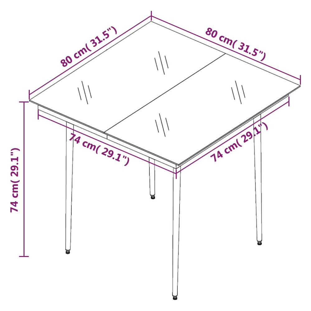 Garden Dining Table Black Powder-coated steel, glass. Picture 5