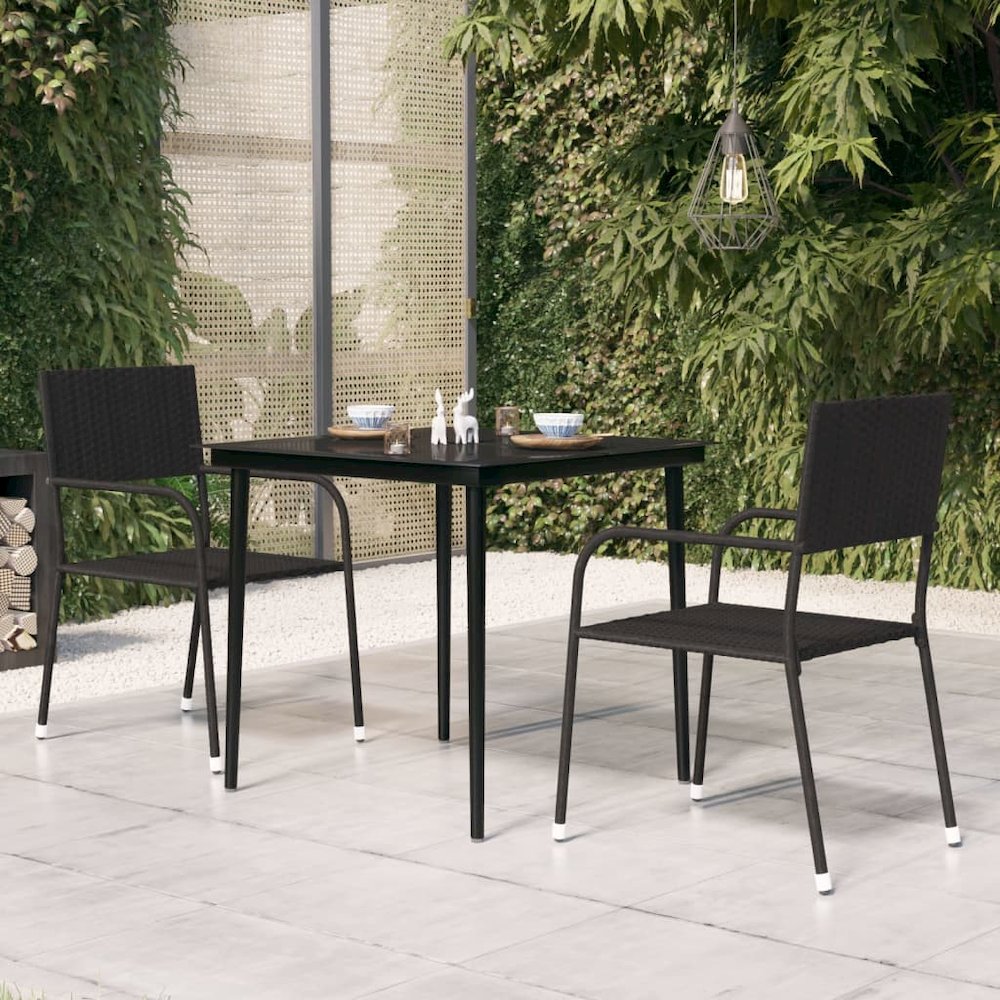 Garden Dining Table Black Powder-coated steel, glass. Picture 1