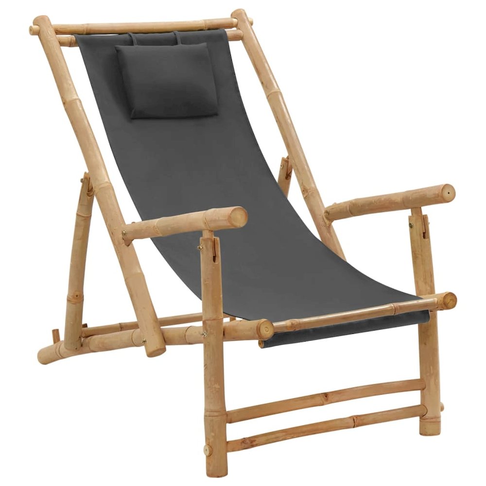 Deck Chair Dark grey Bamboo, Canvas (100% polyester) Standard. Picture 1