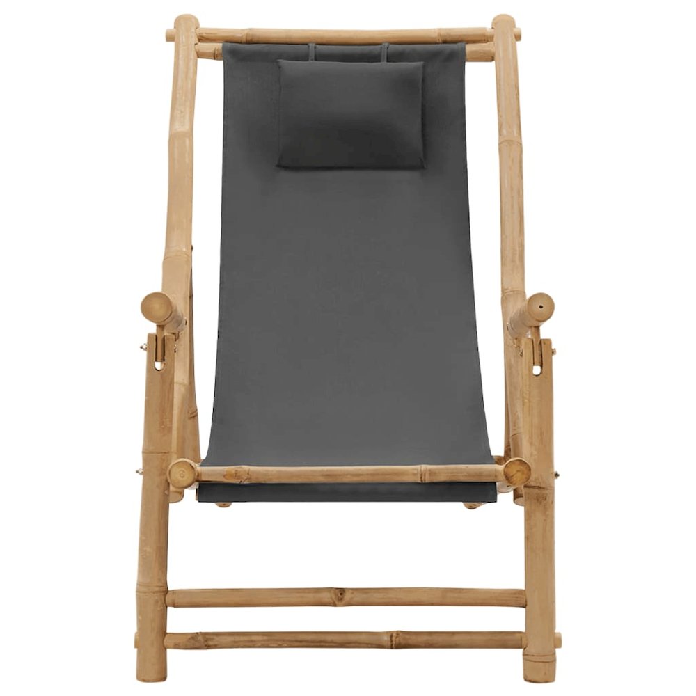 Deck Chair Dark grey Bamboo, Canvas (100% polyester) Standard. Picture 2