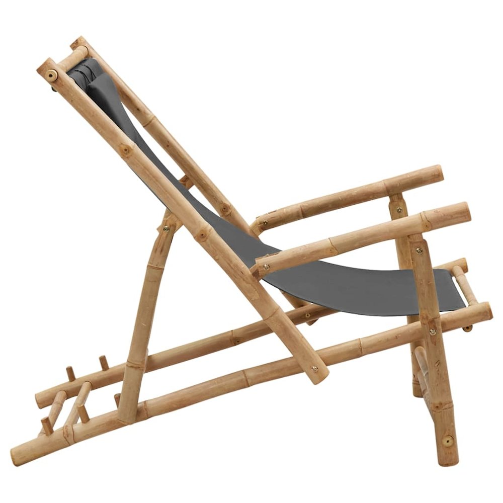 Deck Chair Dark grey Bamboo, Canvas (100% polyester) Standard. Picture 3