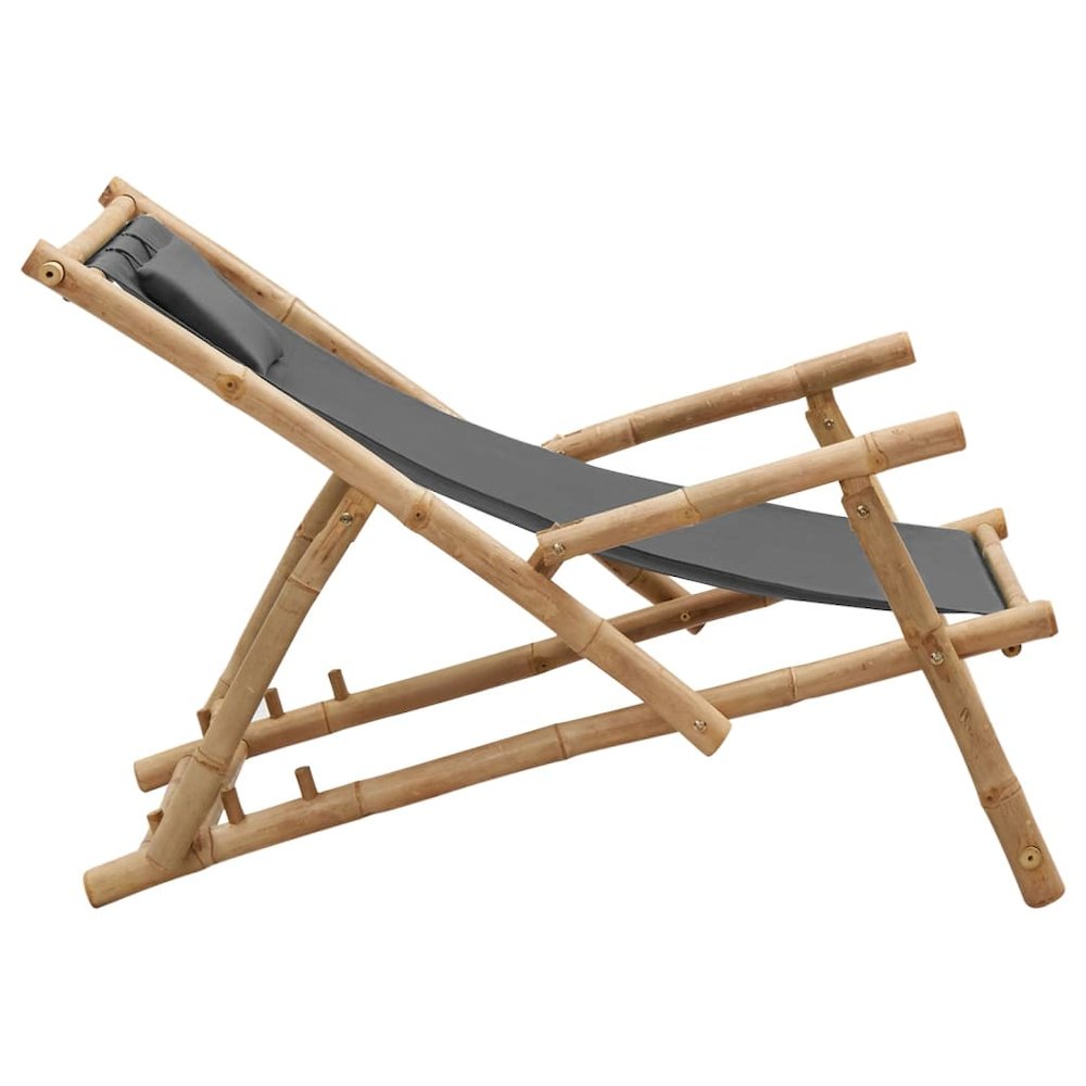 Deck Chair Dark grey Bamboo, Canvas (100% polyester) Standard. Picture 4