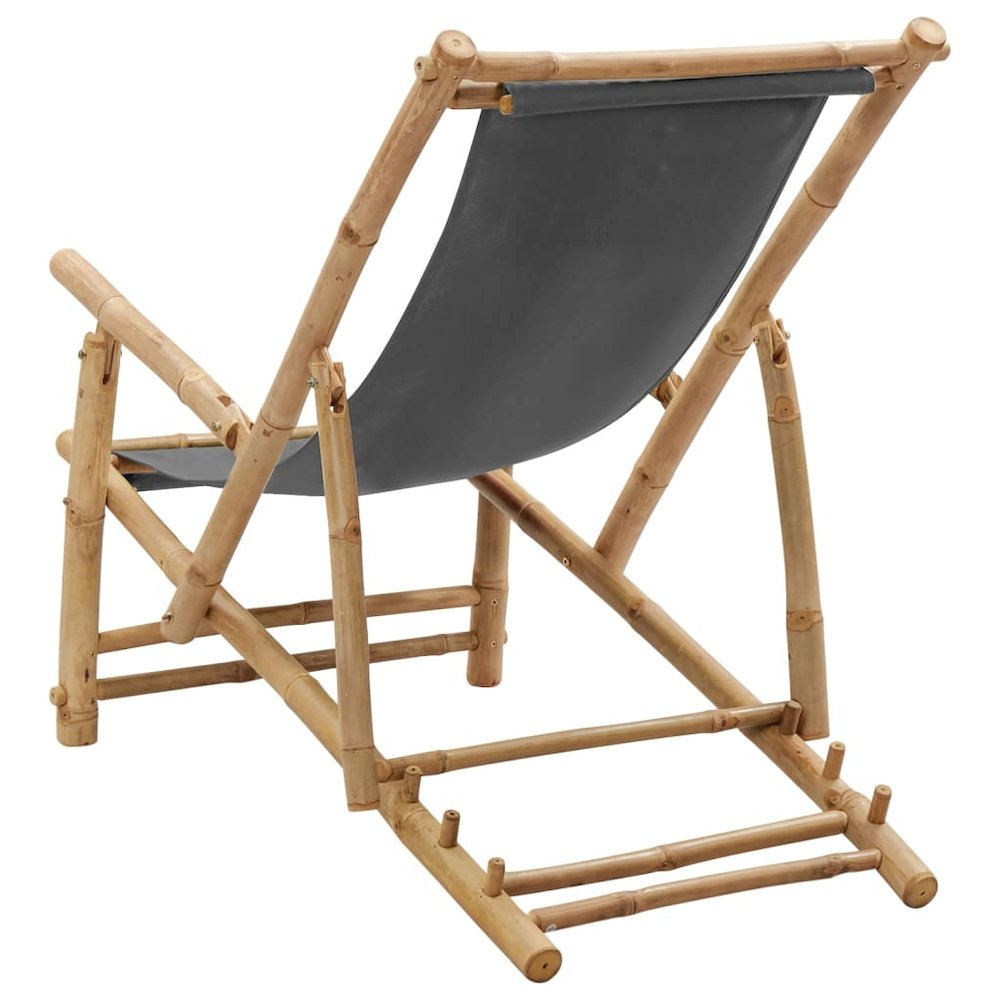 Deck Chair Dark grey Bamboo, Canvas (100% polyester) Standard. Picture 5