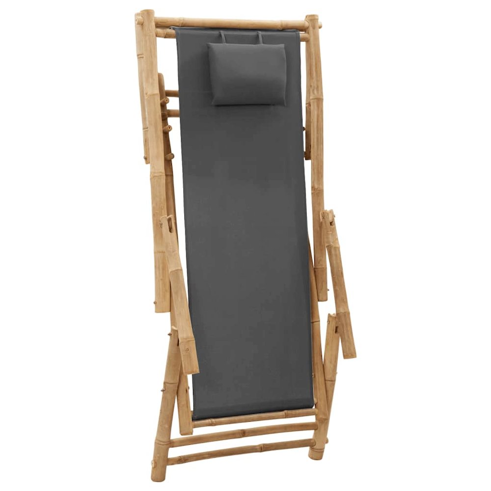 Deck Chair Dark grey Bamboo, Canvas (100% polyester) Standard. Picture 6