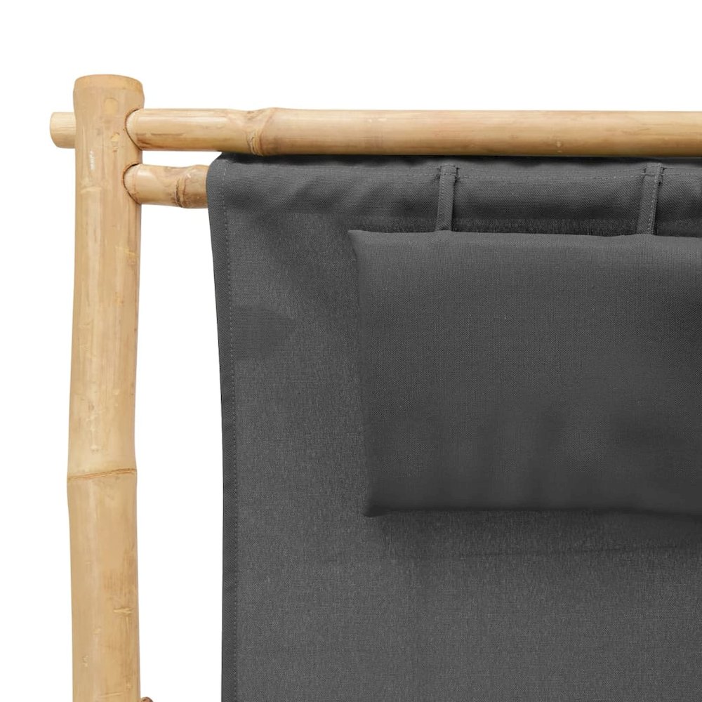 Deck Chair Dark grey Bamboo, Canvas (100% polyester) Standard. Picture 7