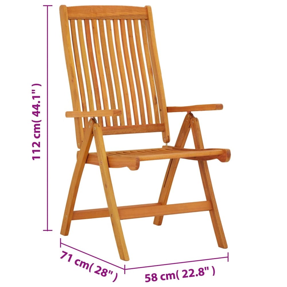 Garden Chair Set of 2 Natural Eucalyptus. Picture 10