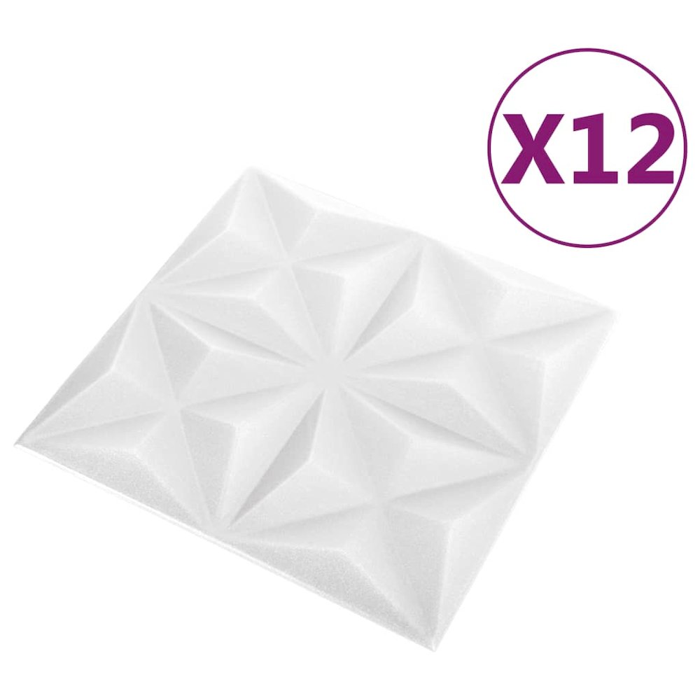 3D Wall Panels 12 pcs 19.7"x19.7" Origami White 32.3 ftÂ². Picture 3