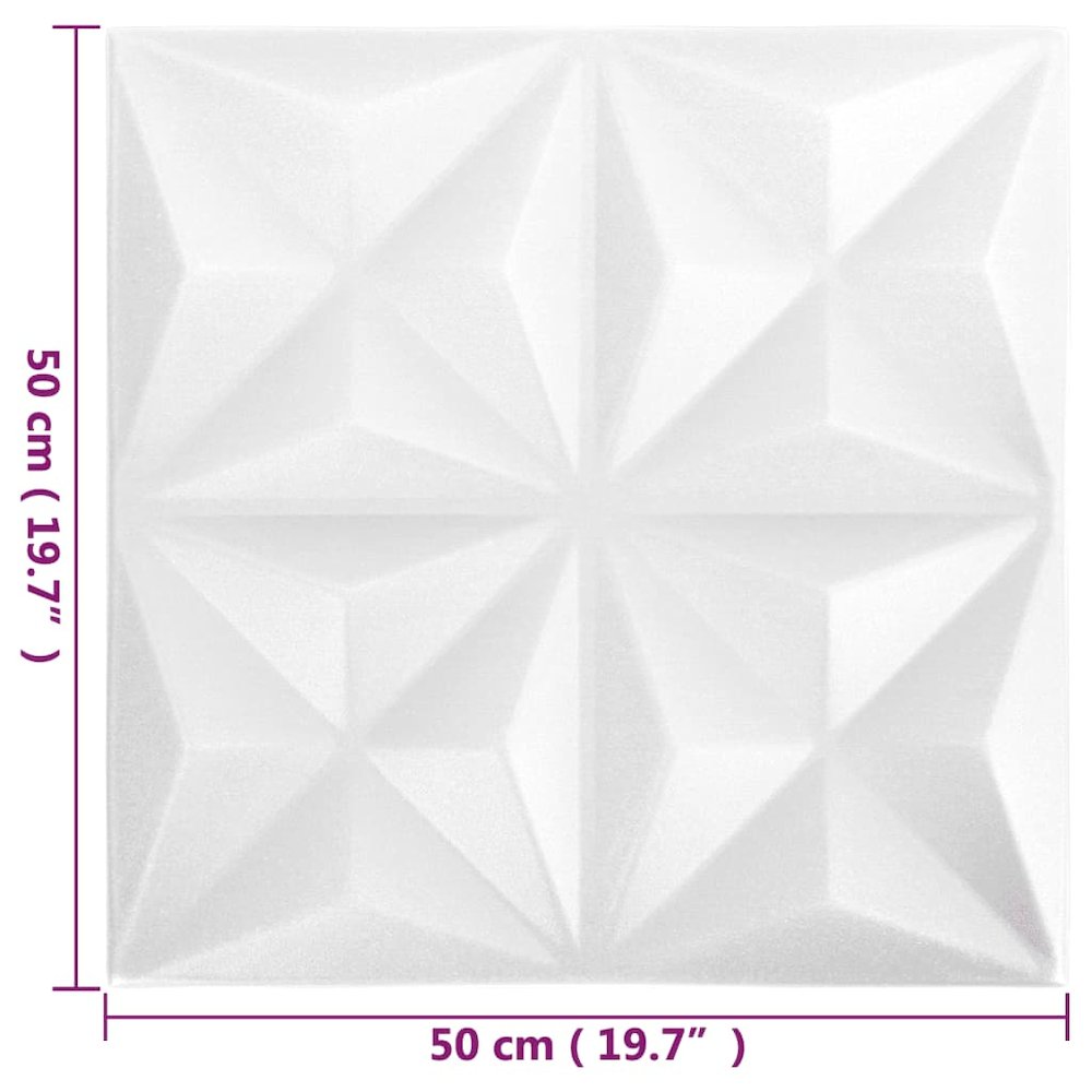 3D Wall Panels 12 pcs 19.7"x19.7" Origami White 32.3 ftÂ². Picture 6