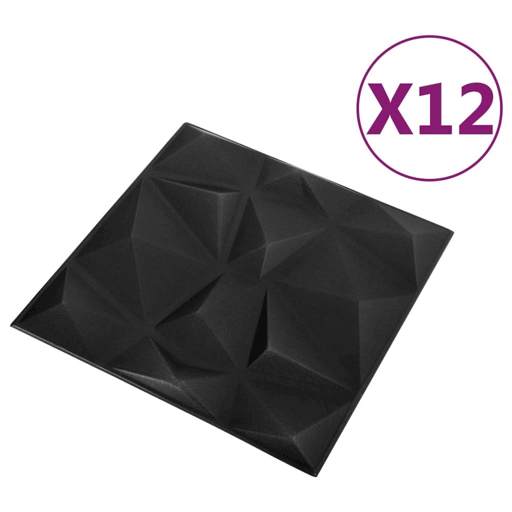 3D Wall Panels 12 pcs 19.7"x19.7" Diamond Black 32.3 ftÂ². Picture 4