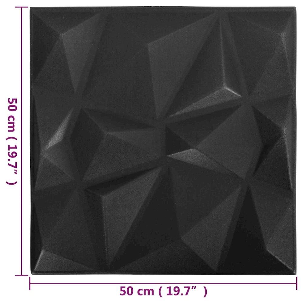 3D Wall Panels 12 pcs 19.7"x19.7" Diamond Black 32.3 ftÂ². Picture 6