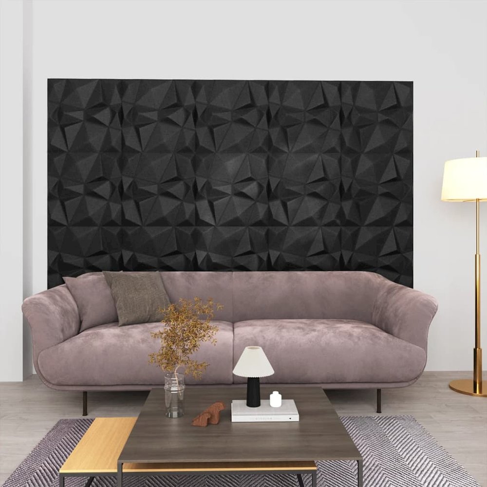 3D Wall Panels 12 pcs 19.7"x19.7" Diamond Black 32.3 ftÂ². Picture 2
