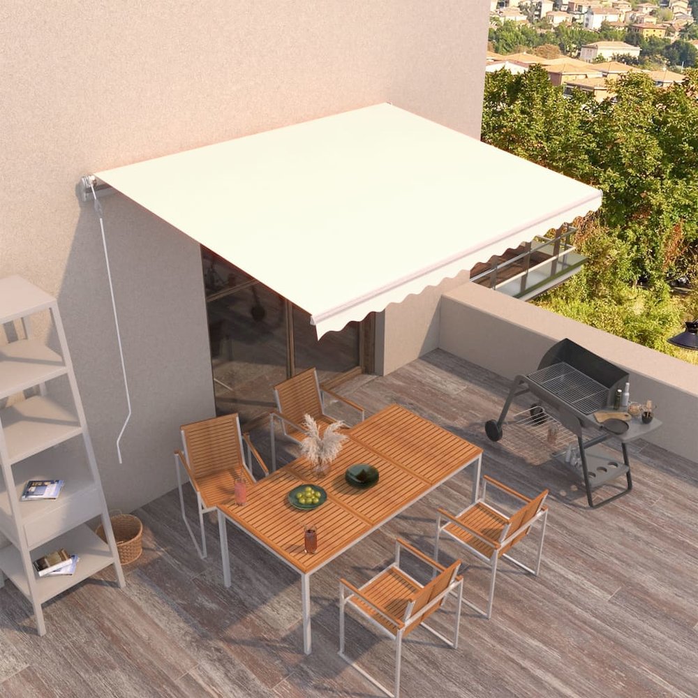 Retractable Awning Cream Powder-coated aluminum 157.5 x 118.1 in. Picture 1
