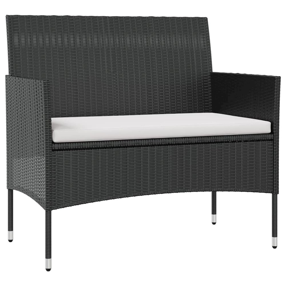 Garden Lounge Set Black PE rattan, powder-coated steel, glass. Picture 3