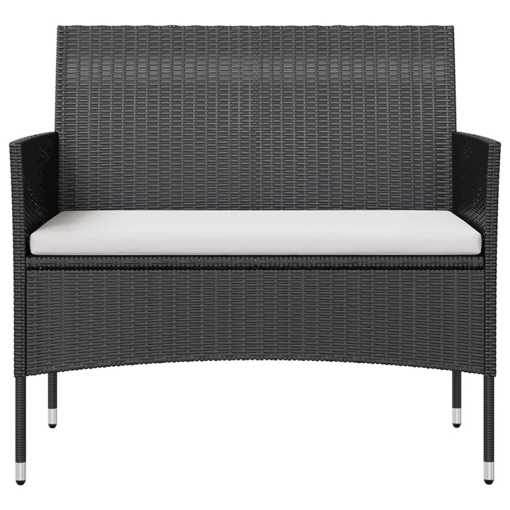 Garden Lounge Set Black PE rattan, powder-coated steel, glass. Picture 4