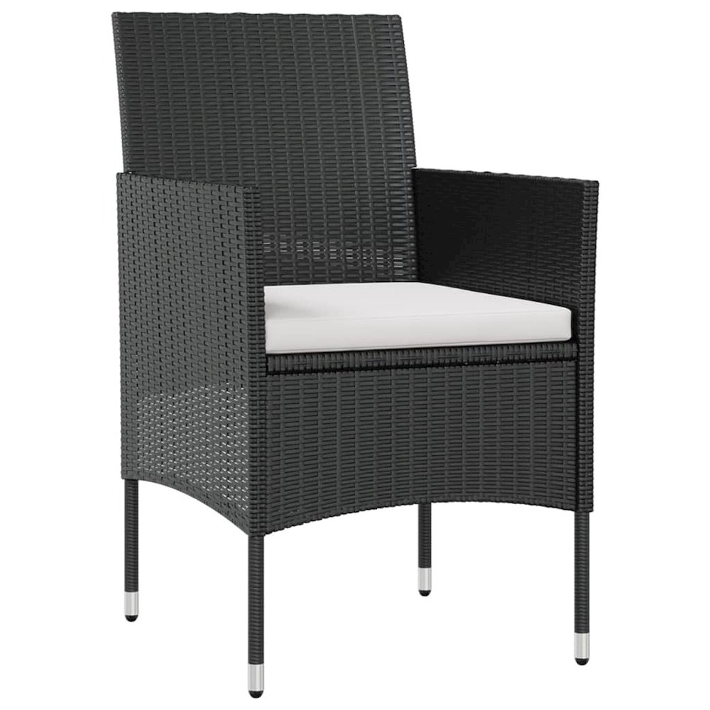 Garden Lounge Set Black PE rattan, powder-coated steel, glass. Picture 6